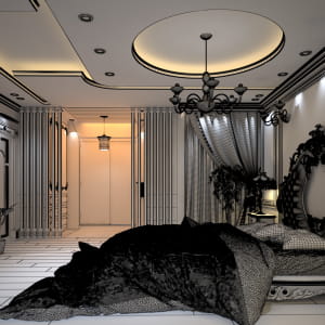 neo-classical master bedroom