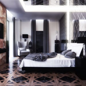 Bedroom in a modern art deco style