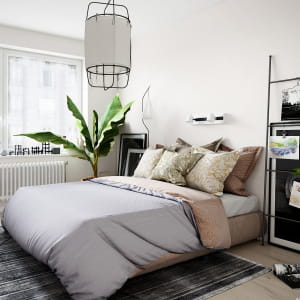 A Scandinavian-style bedroom