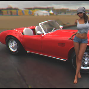 Red car with Girl