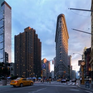 New York. Flatiron building. Full CGI