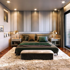 Cozy bedroom lighting with Corona rendering engine