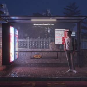 Bus-stop At Night