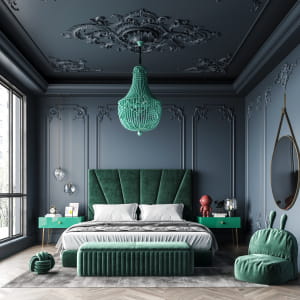 Green and Black Bedroom