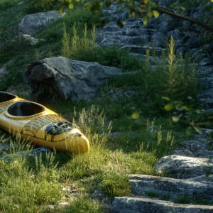 Cabin by the stream