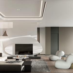 Pure white - Living room interior rendering