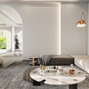 Pure white - Living room interior rendering