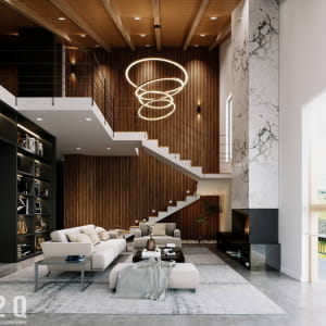 Luxury Livingroom - N2Q STUDIO - Outsourcing 3D Rendering Services