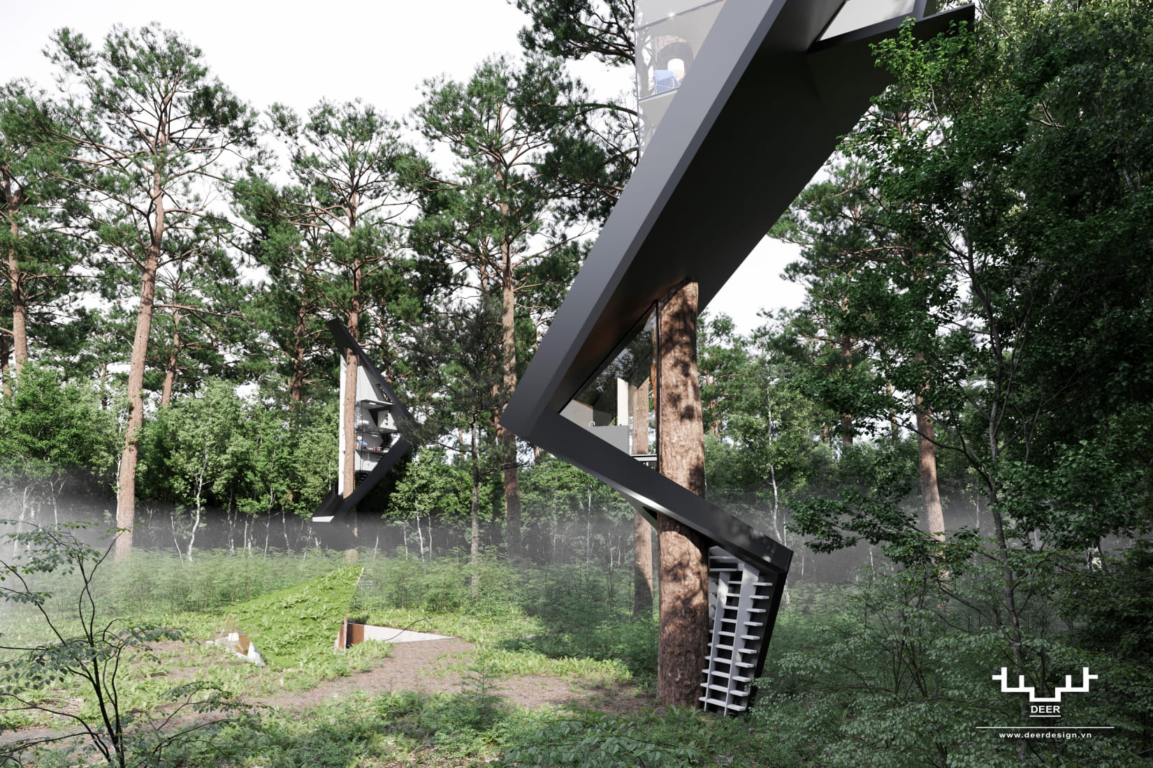 triangle-tree-house-in-the-forest