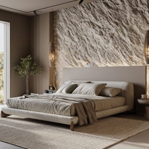 Stone wall bedroom