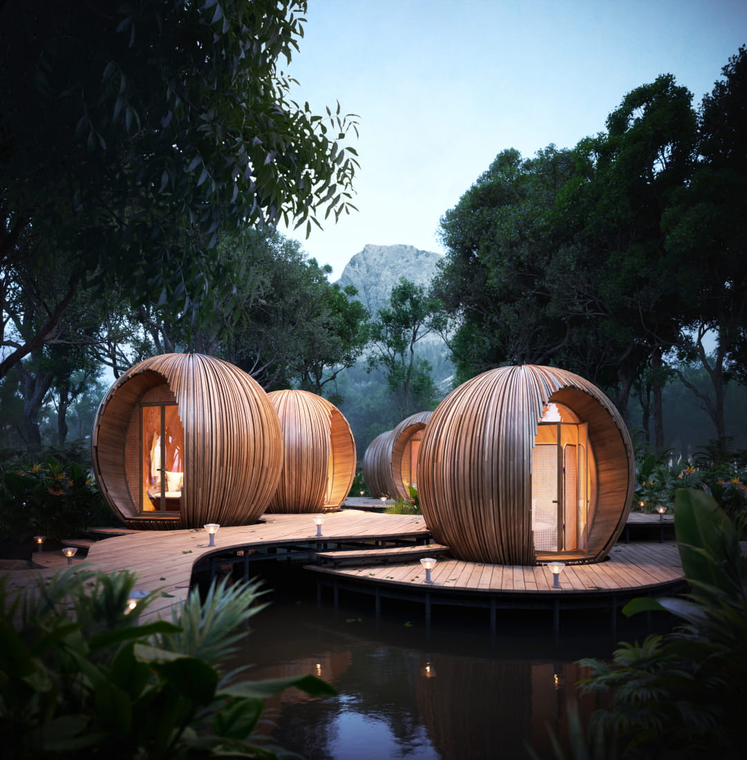 wooden-cabins-in-the-jungles-of-malaysia