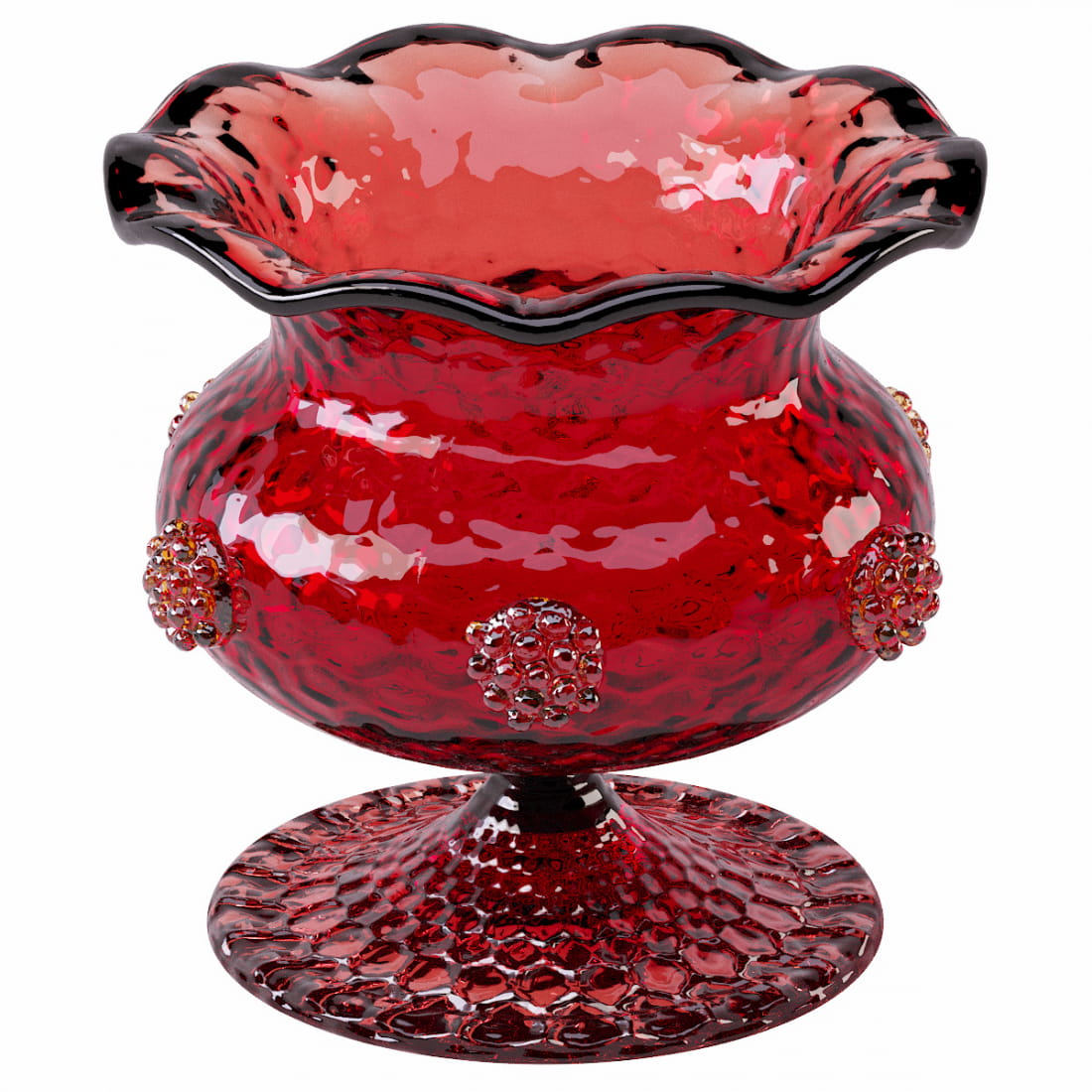 salviati-murano-red-art-glass-pedestal-bowl-circa-1950-1960