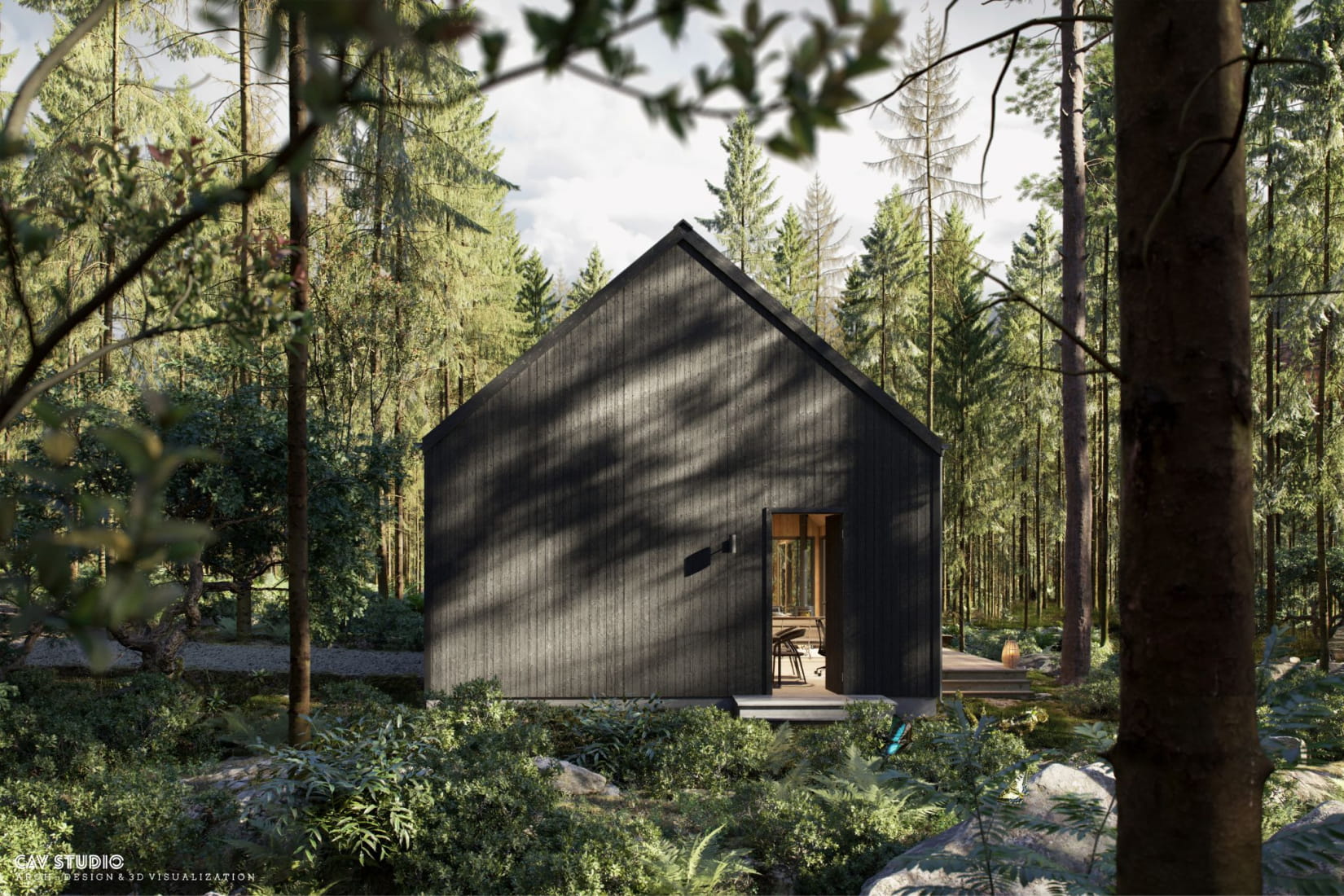 cabin-in-the-forest-3d-rendering-exterior