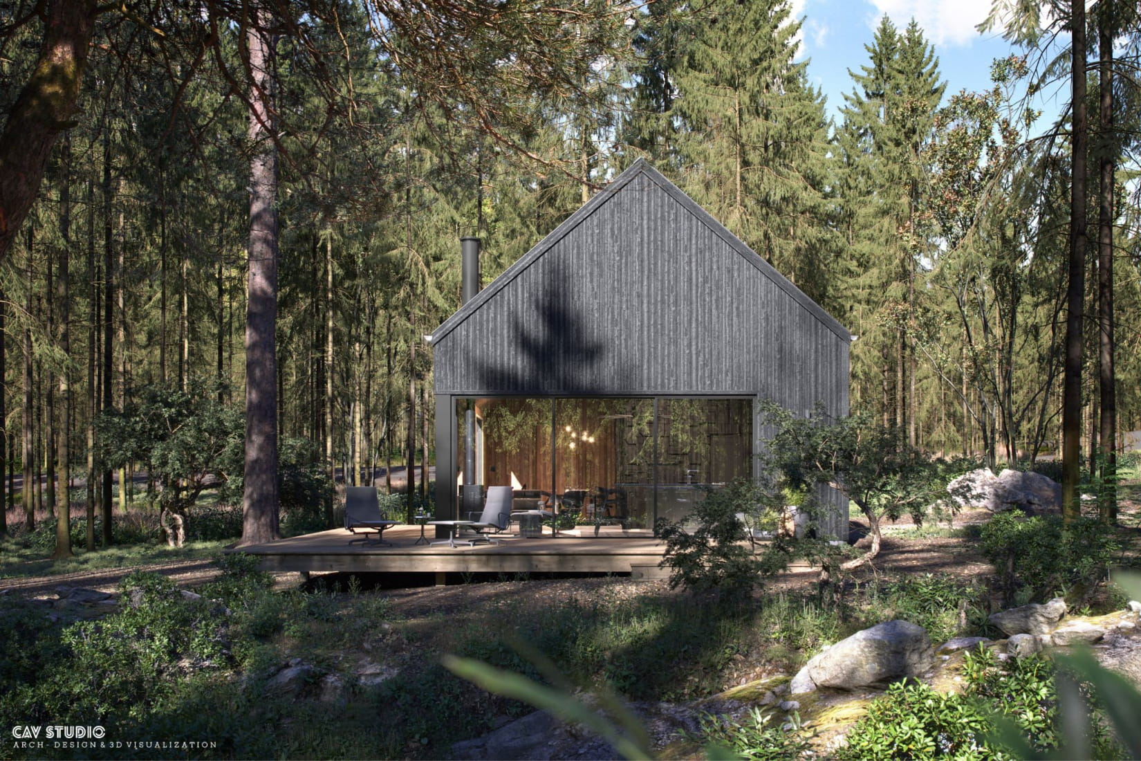 cabin-in-the-forest-3d-rendering-exterior