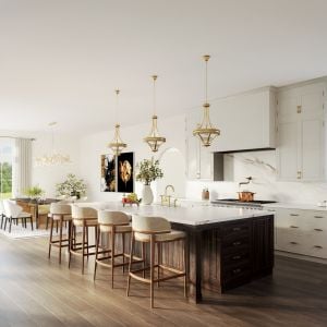 Elegant Transitional Kitchen &amp; Dining Space by MR Rendering
