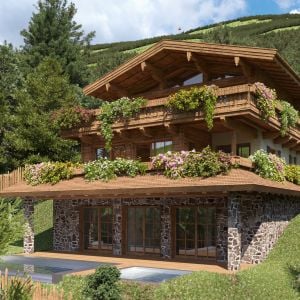 Luxury Chalet 3D Rendering Kitzbühel – Mountainments ONE