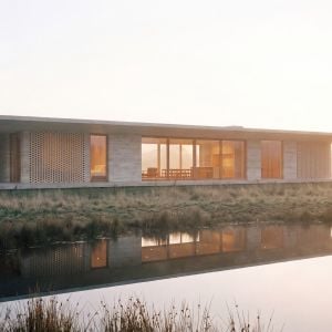 Travertine Villa by the Water — Dawn Exterior CGI