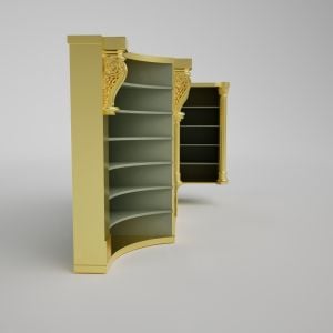 Luxury Classical Gold &amp; Sage Green Corner Display Cabinet