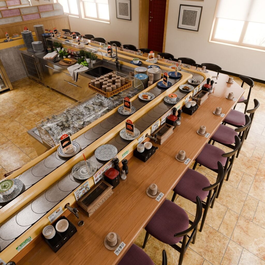 Photorealistic restaurant interior from the Evermotion library