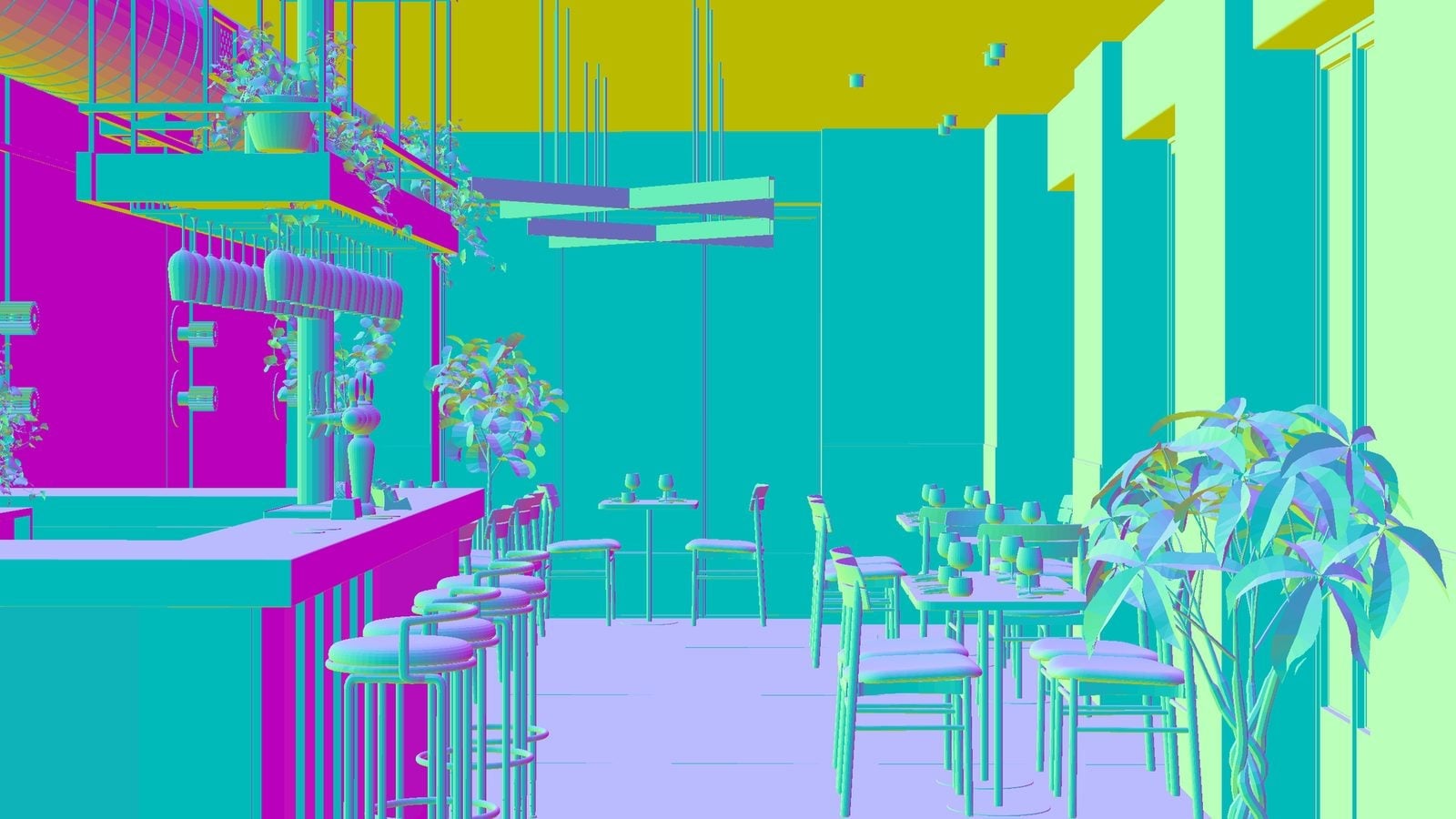 Geometry normals pass of the same frame