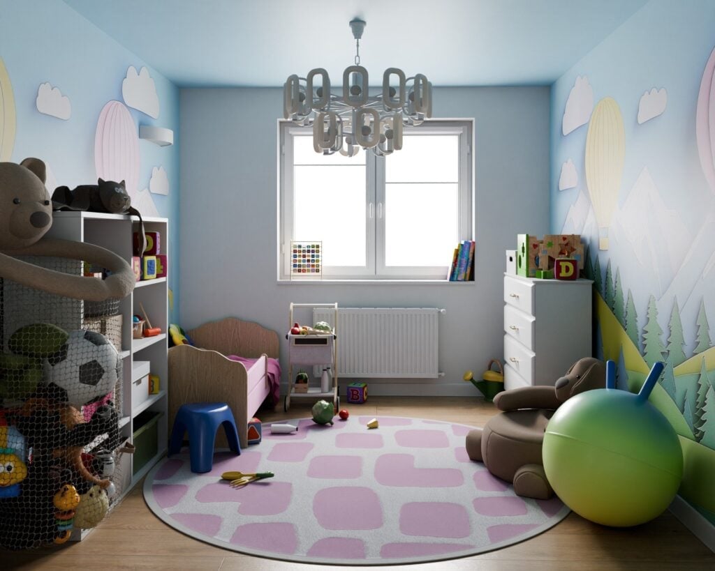 Bedroom for a child with toys and play mat